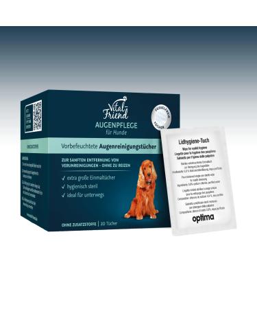 Vital-Friend opaque cloths dog without preservative sterile-packed towels for the gentle cleaning of dog eyes ideal for on the go 20 pieces of eye care cloths 20stk
