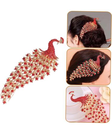 Housoutil Peacock Crown Hair Comb Pearl Hair Accessories Bridal Peafowl Headpieces Bridal Hair Comb Peacock Accessories Tiara Wedding Rhinestone Hair Combs Red Bride Zinc Alloy Rhinestones - Buy Online on GoSupps.com