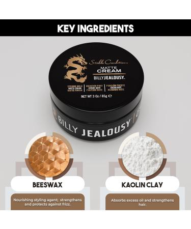 Billy Jealousy Stable Condition Matte Cream for Men - Lightweight Reworkable Hair Styling Natural Hold Water-Based Vanilla & White Musk Scent 3 Oz | International Shipping - Buy Online on GoSupps.com