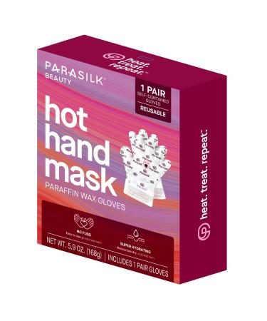 Parasilk Beauty Hot Hand Mask 1 Pair Self-Contained Paraffin Wax Gloves, Intensive Hydration. Infused with Vitamin E, Coconut, Argan, & Marula Oil