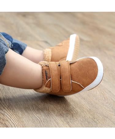 RVROVIC Baby Anti-Slip Sneakers Soft Ankle Boots | Toddler First Walkers | Newborn Crib Shoes 0-6 Months | Brown - Buy Online on GoSupps.com