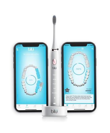 Blu Smart Electric Toothbrush  Power Sonic Toothbrush with Interactive Live Tracking App for Adults (White)