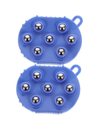 2 pieces rolling hand massager acupressure hand scooter muscle scooter massage roller massage balls Cabernable massager meridian massage brush body massager body muscles messenger medium blue