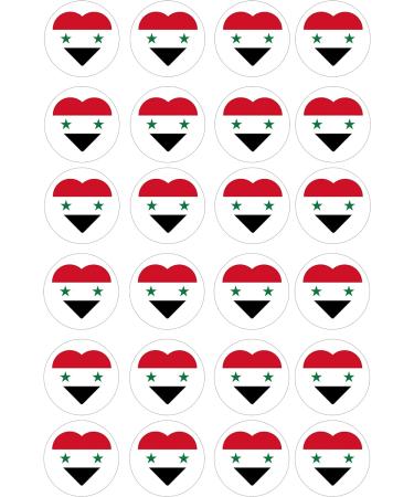 Syria Syrian Flag hearts style 24 pre-cut edible party decorations Wafer Paper Cupcake Topper Cake - Buy Online on GoSupps.com