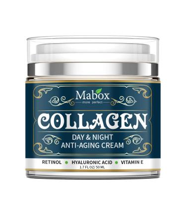 Mabox Collagen Cream - Anti Aging Face Moisturizer - Skin Care Cream for Face and Body with Retinol Hyaluronic Acid  Coconut Oil and Jojoba Oil - Best Day and Night Cream(1.7 Fl. Oz)