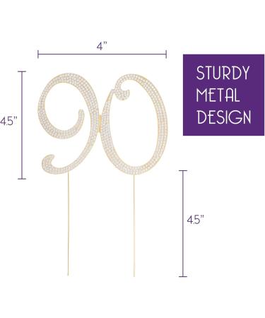 90 Cake Topper for 90th Birthday - Rhinestone Number Party Supplies & Decoration Ideas (Gold) - Buy Online on GoSupps.com