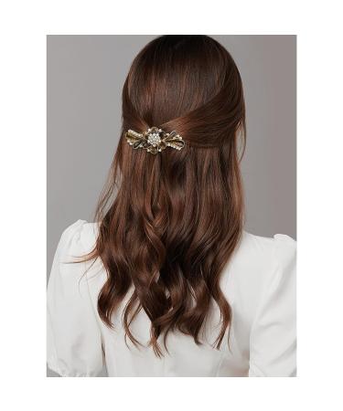 4pcs Vintage Flower Design Glitter Rhinestone Hair Clips - Elegant Metal Hair Accessories for All Occasions - Buy Online on GoSupps.com