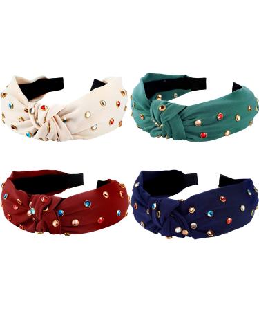 WILLBOND 4 Pcs Rhinestone Headband for Women Girls Embellished Twist Knot Headbands Wide Hair Hoop Hair Band Hair Decoration - Buy Online on GoSupps.com