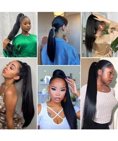 Fake Hair Bun Long Straight Hair Ponytail Extensions 12-26 Inch Wrap Around Ponytail Brazilian Real Hair Ponytail Black Wig Hair Bun Hair Accessories (Color : Black Size : 26inches 100g) 26inches 100g Black - Buy Online on GoSupps.com