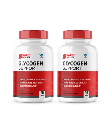 (2 Pack) Sweet Relief Glycogen Support - SweetRelief Blood Vessel Cleaner Sweet Relief Capsules Advanced Formula for Overall Wellness Sweet Relief Reviews (120 Capsules) 2 Month Supply