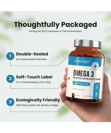 VitaBright Omega 3 Pure Fish Oil 2000mg - 300 Softgel Capsules - 5 Months Supply - Brain, Heart, and Eye Health Support - Made in UK - Buy Online on GoSupps.com
