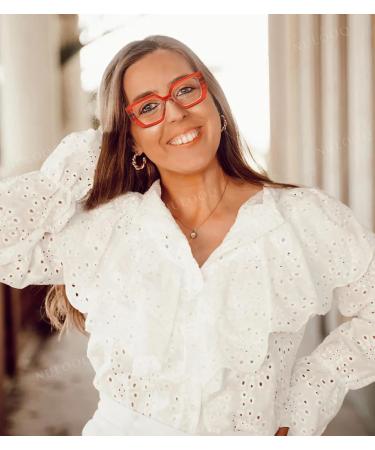 NULOOQ Blue Light Glasses for Women - Fashion Thick Frame Oversized Square Eyeglasses | Red 53mm | Protect Your Eyes Online - Buy Online on GoSupps.com