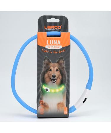 Laroo LED Dog Collar - USB Rechargeable Night Safety Luminous Collar for Small Medium Large & Long-Haired Dogs - 3 Modes 65cm x 2.5cm Blue - Buy Online on GoSupps.com
