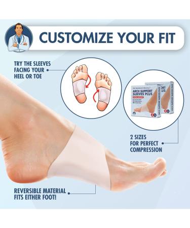 Dr. Frederick's Original Arch Support Sleeves Plus - Small/Medium (Pack of 2) - Arch Pain Relief for Men & Women - Doctor Developed Flat Foot Arch Supports - Buy Online on GoSupps.com