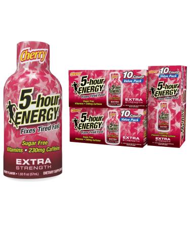 5-hour ENERGY Extra Strength Shots Cherry Flavor 1.93 oz. 30 Count (30 Bottles Single Flavor Cherry) Cherry 30 Bottles Single Flavor