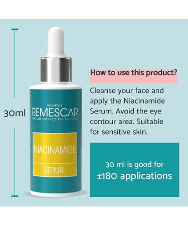 Remescar Niacinamide Serum 30ml - 10% Niacinamide Facial Serum for an Even Complexion - Reduces Pigment Stains Tightens Pores Strengthens Skin Barrier - Lightening Dark Spots - Buy Online on GoSupps.com