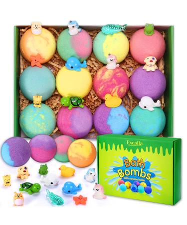 Bath Bombs for Kids with Toys Inside for Girls Boys - 12 Surprise Gift Set  Bubble Bath Fizzies Vegan Essential Oil Spa Fizz Balls Christmas Gift Kit