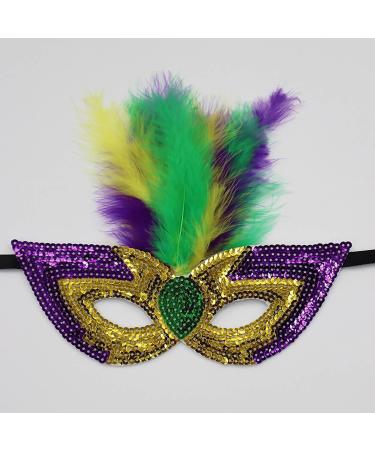  Carnival Half Face Performance Makeup Sequencing Green Gold Purple Green Masquerade Performance (GD3 One Size) - Buy Online on GoSupps.com