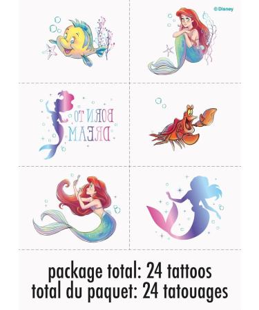 Disney The Little Mermaid Temporary Tattoos | Assorted Designs | 24 Pcs