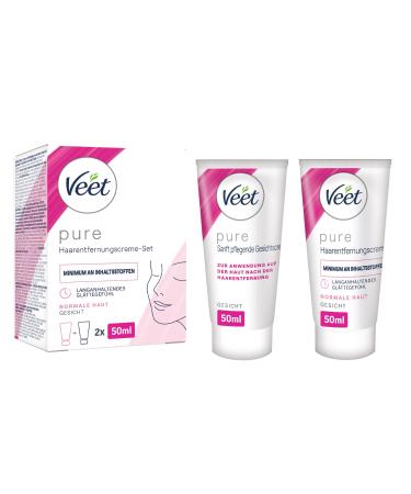 Veet pure hair removal cream set face - for upper lip cheeks and eyebrows normal skin - 50 ml depilatory cream 50 ml care cream & spatula - Buy Online on GoSupps.com