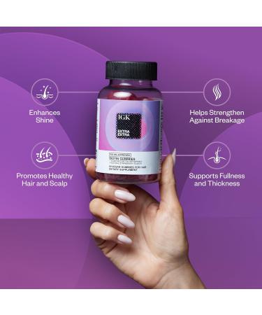 IGK Biotin Hair Gummies 10 000mcg Biotin (60 Count) Strawberry Flavored Hair Growth Supplement Gummies for Healthy Hair Skin & Nails Vegan Help Combat Hair Loss & Thinning 5.44 Ounce (Pack of 2) - Buy Online on GoSupps.com