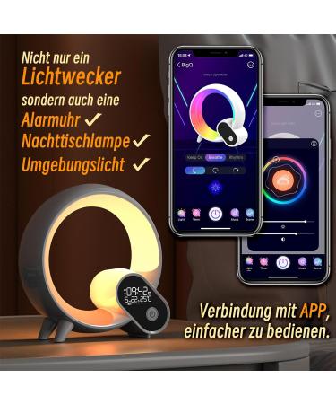 Light Alarm Clock with App Control | Sunrise Simulation 10 Alarms & Slumber Mode | 16M Adjustable LED Colors & 15 Natural Sounds | Bluetooth Speaker - Black V1.3 - Buy Online on GoSupps.com