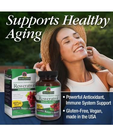 Natureâ€™s Answer Resveratrol 637 mg - 60 Vegetarian Capsules for Antioxidant Support - Buy Online on GoSupps.com