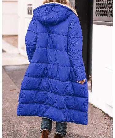 Hanxiulin Oversized Plush Hoodie Jacket for Women - Warm Winter Coat Reversible Down Jacket Blue - Buy Online on GoSupps.com