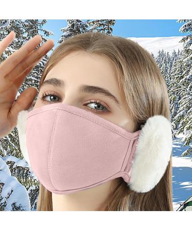 Mimika Cloud-Shaped Half Face Cover & Rabbit Fur Ear Warmers - Plush Winter Protection in Pink | International Shipping Available - Buy Online on GoSupps.com