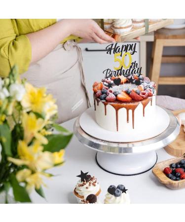 Shop Alegre 50th Birthday Cake Topper - Black Gold Decoration for Men & Women | 9-Piece Set for Happy 50th Birthday Celebration - Buy Online on GoSupps.com