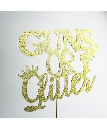 Guns or glitter Cake Topper Gender Reveal Cake Decorations Boy or Girl Decor Baby Shower Cupcake Toppers - Gold Glitter - Buy Online on GoSupps.com