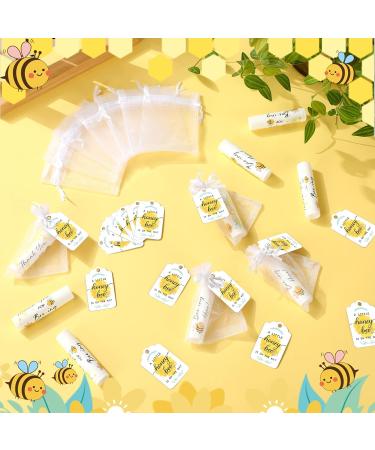 50 Sets Bee Lip Balm Bulk - Baby Shower Favors with Organza Bags & Thank You Tags | Bee Themed Gifts for Baptisms & Birthday Parties - Buy Online on GoSupps.com