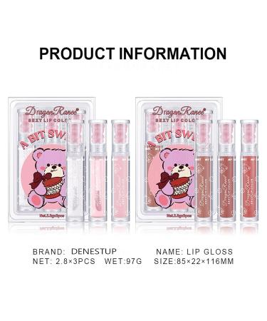 6 Colors Cute Bear Lip Glaze Set | Moisturizing Glitter Lip Gloss for Women & Girls | Tinted Shiny Lip Oil - Perfect Party Gift - Buy Online on GoSupps.com