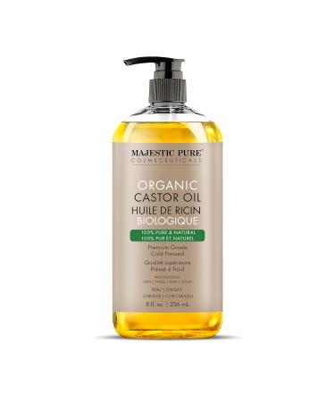 Buy Majestic Pure USDA Organic Castor Oil - 100% Pure Cold Pressed Hexane Free - Stimulate Hair Eyelash & Eyebrow Growth - Nourishing Body & Carrier Oil - 8 Fl Oz - Buy Online on GoSupps.com