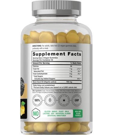 Blackseed Oil Gummies 90 count - Vegan Non-GMO Gluten Free Formula - Nigella Sativa - Natural Lemon Flavor by Horbaach - Buy Online on GoSupps.com