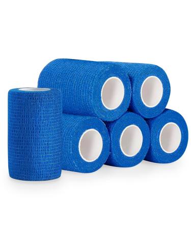 Zeieya self -adhesive association 6 rolls bandage self -adhering elastic bandage cohesive lift bandage for cats dogs horse & humans blue 7.5cm x 4.5m