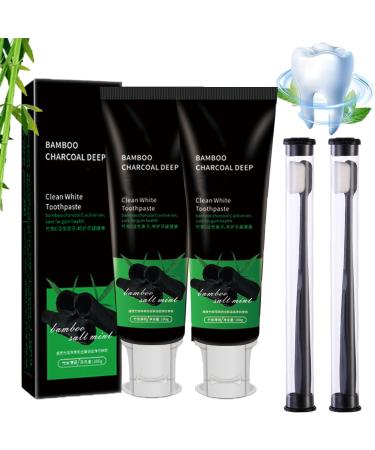 Bamboo Charcoal Deep Clean White Toothpaste Activated Bamboo Charcoal Toothpaste Bamboo Charcoal Teeth Whitening Toothpaste Bamboo Charcoal Mint Toothpaste Deep Clean Whitening (2PCS)