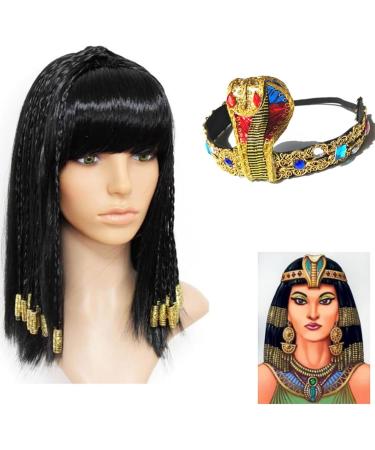 amangul Halloween Party Egyptian Headband Teenager Adult Taking Photo Hairband with Snake Decors Gold Color Cleopatra Hair Hoop - Buy Online on GoSupps.com