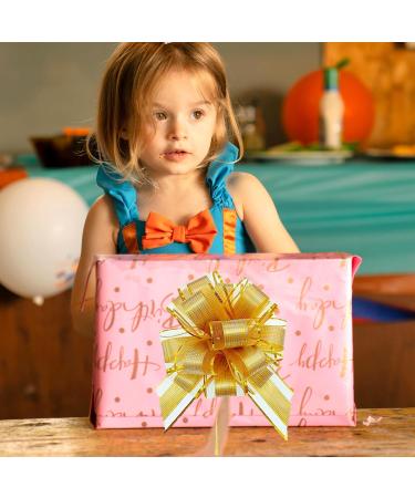 20 Pieces Gift Wrap Ribbons Pull Bow Present Bow Ribbon Present Wrapping Bow for Present Wedding Baskets Floral Decor Christmas Decor 6 Inches Diameter (Gold) - Buy Online on GoSupps.com