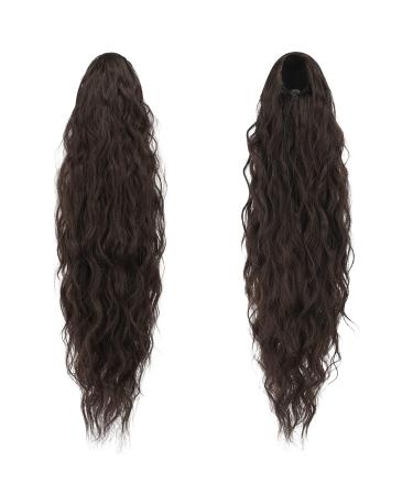 Fine Long Braid Ponytail Hair Extension - 65cm Curly Black Brown Synthetic Clip-In for Women - Buy Online on GoSupps.com