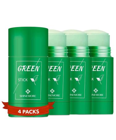 ShineMore Green Tea Clay Stick(4 Pcs): Blackhead Remover for Face Green Clay Mask for Deep Pore Cleansing Moisturizing and Brightening for Men and Women 4 Pack facial