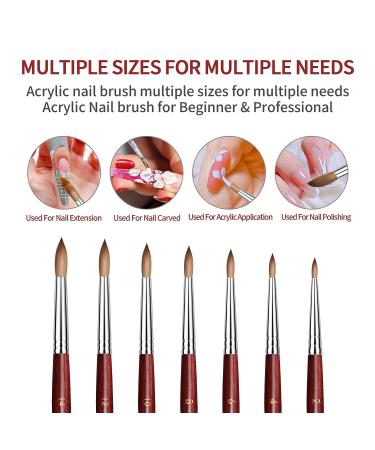 Ailisaail 7Pcs Acrylic Nail Brush Set | Red Wood Handle | Nail Art Brushes for Acrylic Application | Beginner & Professional Acrylic Nail Tools | Sizes 2/4/6/8/10/12/14 - Buy Online on GoSupps.com