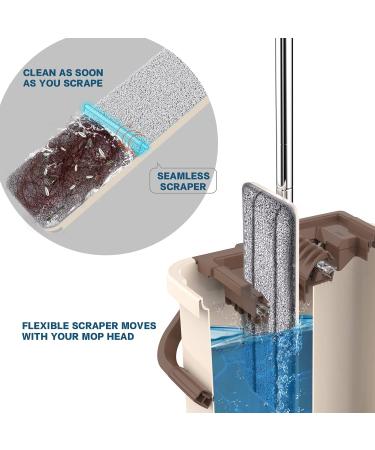 Oshang Flat Squeeze Mop and Bucket - Hand-Free Wringing - 4 Washable Microfiber Pads - for Hardwood, Laminate, Tile Floors - Buy Online on GoSupps.com