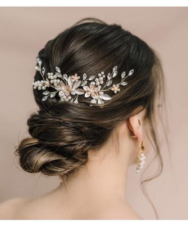 SWEETV Gold Wedding Hair Comb Clip - Bridal Hair Accessories for Brides Women - Buy Online on GoSupps.com