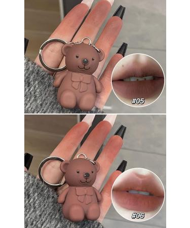 2Pcs Keychain Bear Lipsticks - 2 in 1 Matte Velvet Lipgloss Set | Waterproof & Long Lasting Lip Stain | Cute Bear Beauty Makeup Gift - (03+04) - Buy Online on GoSupps.com