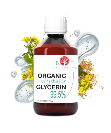 Pure and Organic Vegetable Liquid Glycerine - Vegetable Glycerine for Soap Moisturizing Face and Body 100% Natural Homemade Cosmetic Base - 500 g