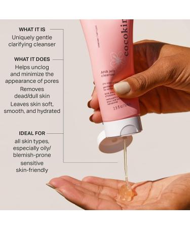 Cocokind AHA Jelly Cleanser with Hyaluronic Acid - Exfoliating Face Wash for Oily Skin | Gentle AHA BHA Cleanser - Buy Online on GoSupps.com