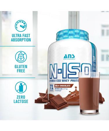 ANS Performance 100% Pure Hydrolyzed Whey Isolate Protein + BCAAs - 25g of Protein - Gluten Free Zero Lactose (Milk Chocolate 5 lb) Milk Chocolate 5 lb - Buy Online on GoSupps.com