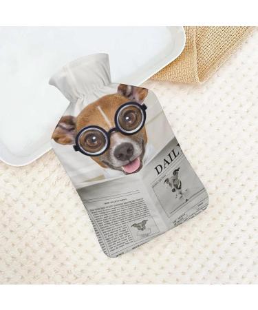 Dog Newspaper Hot Water Bottle | Plush Bed Hand Warmer for Adults & Kids - 26.5x15.3cm - Buy Online on GoSupps.com