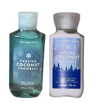 Bath and Body Works Gift Set of 10 oz Shower Gel and 8 oz Lotion (Frosted Coconut Snowball) Multicolor